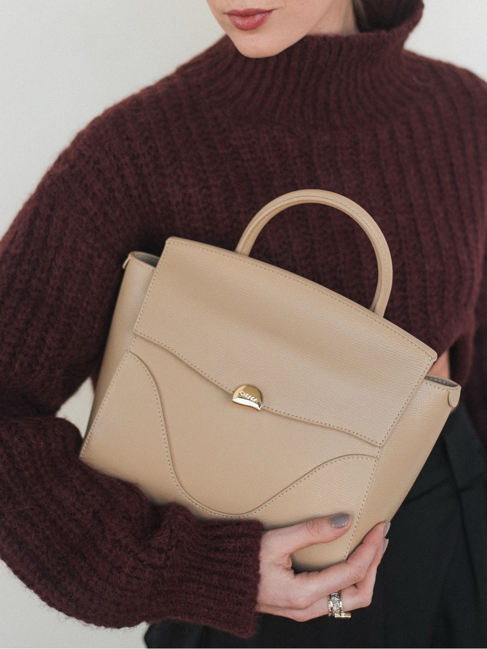 NWOT✨ Oleada Mini Wavia Leather Bag in Champagne